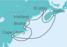 Itinerario del Crucero Otoño en Canadá y Nueva Inglaterra - Virgin Voyages