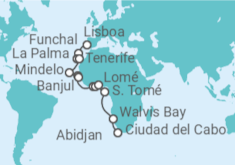 Itinerario del Crucero África Atlántica Mística - Oceania Cruises