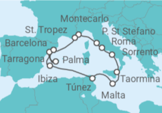 Itinerario del Crucero Un viaje ampliado de tesoros culturales hacia la magia de la Costa Azul y playas bañadas por el sol - Explora Journeys
