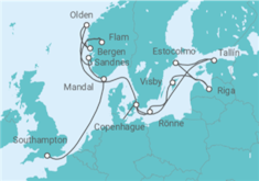 Itinerario del Crucero Un viaje ampliado para descubrir fiordos y ciudades llenas de historia - Explora Journeys