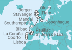 Itinerario del Crucero Un gran viaje desde los valles de viñedos hasta las cumbres de los fiordos - Explora Journeys