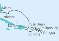 Itinerario del Crucero Mística caribeña - Regent Seven Seas