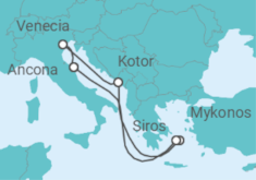 Itinerario del Crucero Italia, Montenegro, Grecia - MSC Cruceros