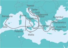 Itinerario del Crucero Desde Estambul (Turquía) a Barcelona - Cunard
