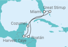 Itinerario del Crucero El Caribe: Harvest Caye, Cozumel y Roatán - NCL Norwegian Cruise Line