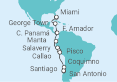 Itinerario del Crucero Viaje completo Canal de Panamá - Con vuelos - Holland America Line