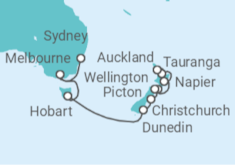 Itinerario del Crucero Viaje completo Australia y Nueva Zelanda - Con vuelos - Holland America Line