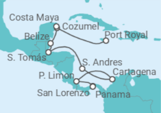 Itinerario del Crucero Cultura y playas de ensueño en el Mar Caribe - Nicko Cruises