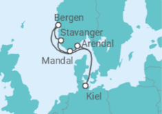 Itinerario del Crucero Un viaje de descubrimiento por el sur de Noruega - Nicko Cruises