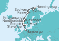 Itinerario del Crucero Fiordos y auroras boreales en Noruega - Nicko Cruises