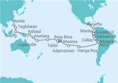 Itinerario del Crucero Segmento vuelta al mundo: de Panama a Manila - Nicko Cruises