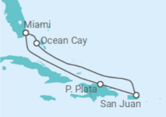 Itinerario del Crucero Caribe Oriental - Con vuelos - MSC Cruceros