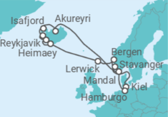 Itinerario del Crucero Noruega e Islandia en la época de la aurora boreal - Nicko Cruises