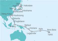 Itinerario del Crucero Segmento vuelta al mundo: de Papeete a Yokohama - Nicko Cruises