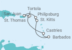Itinerario del Crucero Saint Maarten, Barbados, Santa Lucía, Islas Vírgenes - EEUU, Islas Vírgenes - Reino Unido - NCL Norwegian Cruise Line
