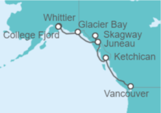 Itinerario del Crucero Gran aventura por los Glaciares - Princess Cruises