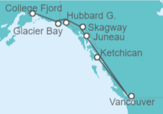Itinerario del Crucero Gran Aventura en los Glaciares - Princess Cruises