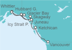 Itinerario del Crucero Gran Aventura por los Glaciares - Princess Cruises