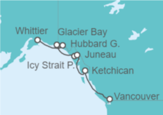 Itinerario del Crucero Viaje a los Glaciares con Glacier Bay (rumbo sur) - Princess Cruises