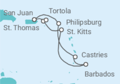 Itinerario del Crucero Saint Maarten, Santa Lucía, Barbados, Islas Vírgenes - EEUU, Islas Vírgenes - Reino Unido - NCL Norwegian Cruise Line