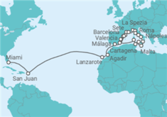 Itinerario del Crucero De las Rivieras al Caribe - Oceania Cruises