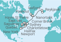 Itinerario del Crucero Un gran viaje por fiordos islandeses, tradiciones groenlandesas y joyas norteamericanas - Explora Journeys