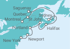 Itinerario del Crucero Aventura atlántica - Oceania Cruises