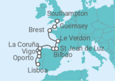 Itinerario del Crucero Ibérica al Canal de la Mancha - Oceania Cruises