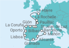 Itinerario del Crucero Viñedos y palacios - Oceania Cruises
