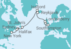 Itinerario del Crucero Noches náuticas en el norte - Oceania Cruises