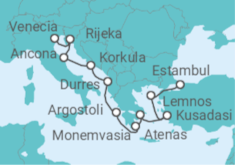 Itinerario del Crucero Reliquias y Rivieras - Oceania Cruises