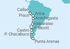 Itinerario del Crucero Patrimonio chileno y fiordos - Oceania Cruises