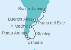 Itinerario del Crucero Pingüinos y Patagonia - Oceania Cruises