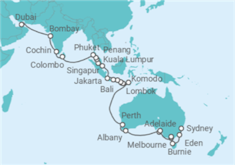 Itinerario del Crucero Segmento vuelta al mundo: de Sydney a Dubái - Oceania Cruises