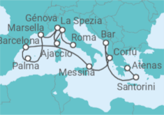Itinerario del Crucero Mediterráneo occidental con Grecia e Italia - Princess Cruises