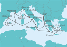 Itinerario del Crucero Lo Mejor del Mediterráneo - Princess Cruises