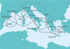 Itinerario del Crucero Lo Mejor del Mediterráneo - Princess Cruises