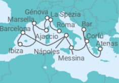 Itinerario del Crucero Mediterráneo occidental con Grecia e Italia - Princess Cruises