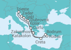 Itinerario del Crucero Grecia, Turquía, Italia, Croacia, Montenegro - AIDA