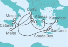 Itinerario del Crucero Grecia e Islas Mediterráneas desde Corfú I - AIDA