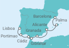 Itinerario del Crucero España, Gibraltar, Portugal - NCL Norwegian Cruise Line