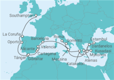 Itinerario del Crucero Islas Mediterráneas y Griegas - Cunard