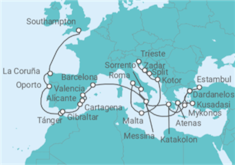 Itinerario del Crucero Mediterráneo, Islas Griegas y Adriático - Cunard