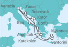 Itinerario del Crucero Italia, Grecia, Croacia y Montenegro - Costa Cruceros