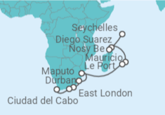 Itinerario del Crucero Desde Victoria (Mahe, Seychelles) a Ciudad del Cabo (Sudáfrica) - AIDA