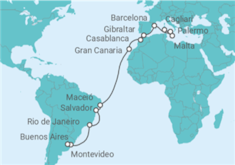 Itinerario del Crucero Desde Cagliari a Buenos Aires - MSC Cruceros