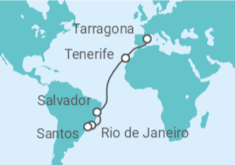 Itinerario del Crucero Desde Tarragona a Santos - MSC Cruceros