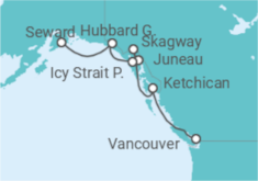 Itinerario del Crucero Alaska en dirección sur y glaciar Hubbard - Royal Caribbean
