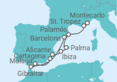 Itinerario del Crucero Palacios moriscos y pasión andaluza - Silversea