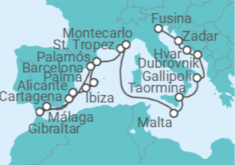 Itinerario del Crucero Aventura mediterránea - Silversea